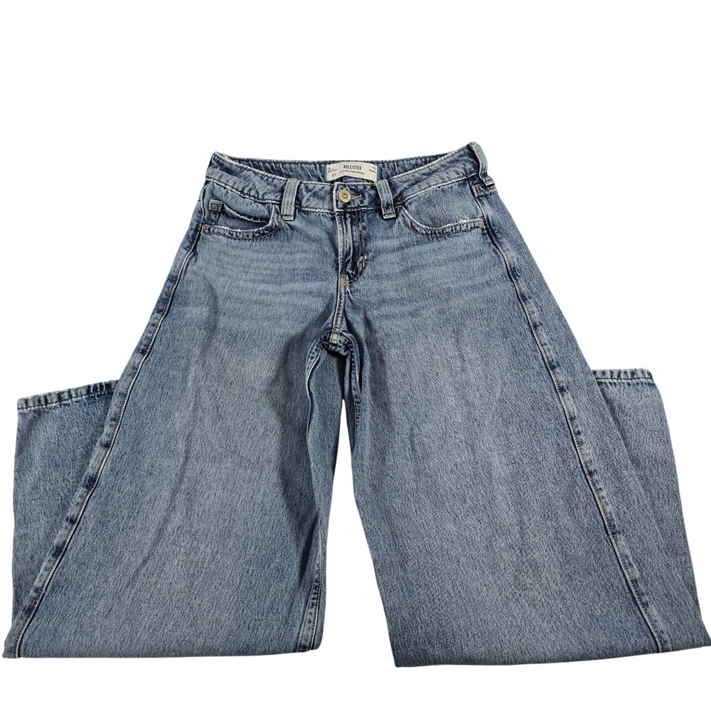 Hollister Low-Rise Super Baggy Jeans Medium Wash Blue Denim 6R‎ W28 Regular